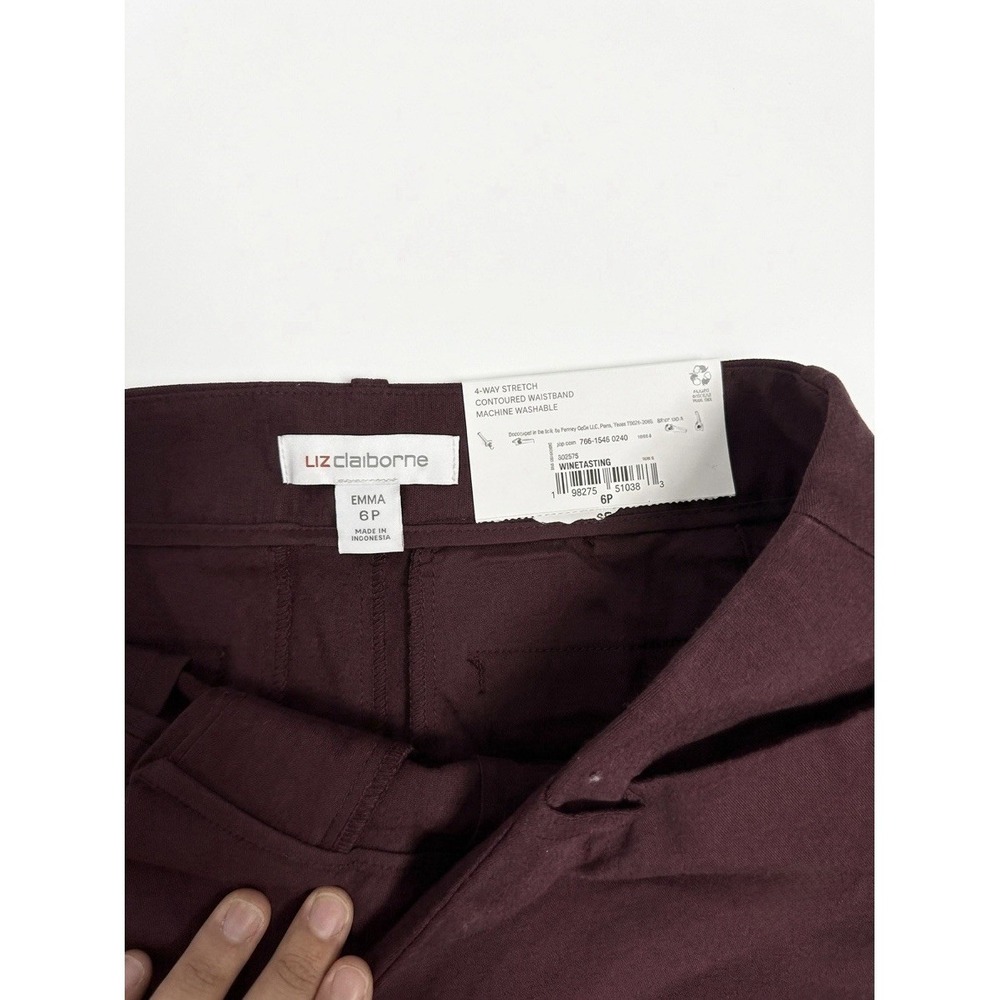 Liz Claiborne Emma Wine Burgundy Slim Pants Quiet Luxury Old Money Office 6P - Picture 2 of 4